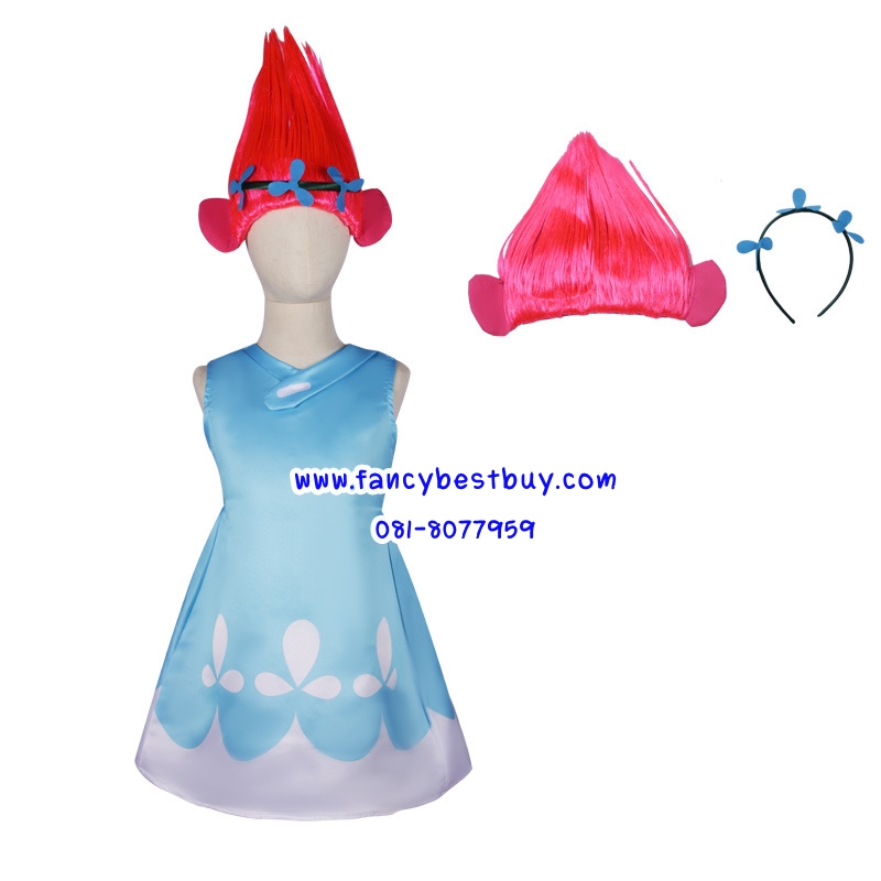 ชุดแฟนซีเด็ก Poppy , Trolls Character มีขนาด S(95-105), M(105-120), L(120-135), XL(135-145) รวมวิกผม
