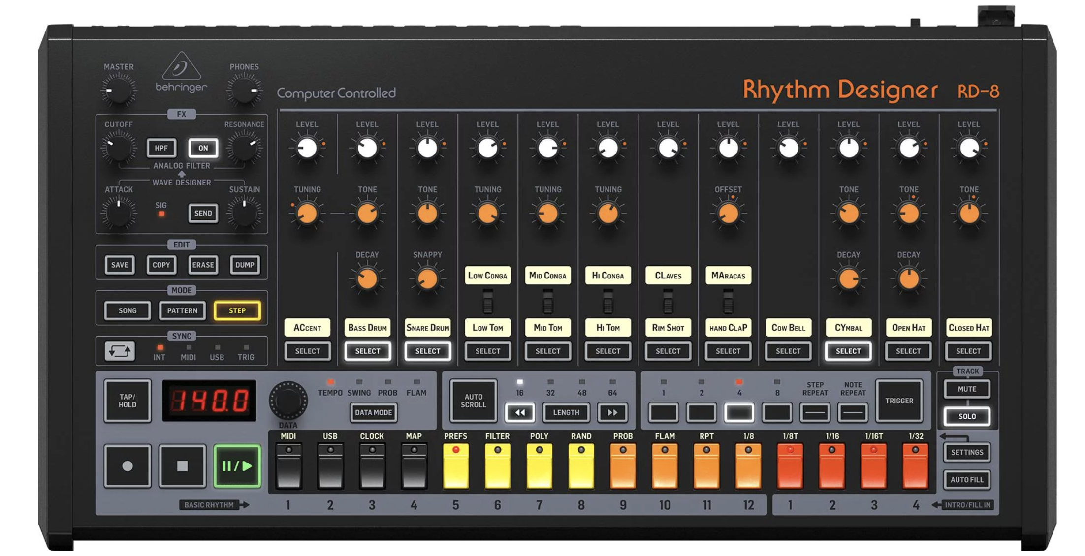 Behringer Rhythm Designer RD-8 Mk2 Analog Drum Machine