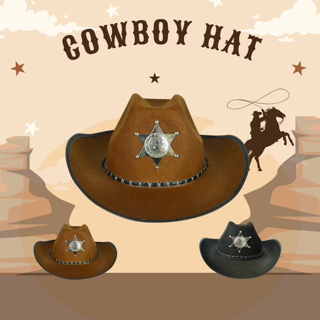 หมวกคาวบอย Cowboy & Cowgirl Hat สำหรับประกอบคาวบอย สีน้ำตาลและสีดำ