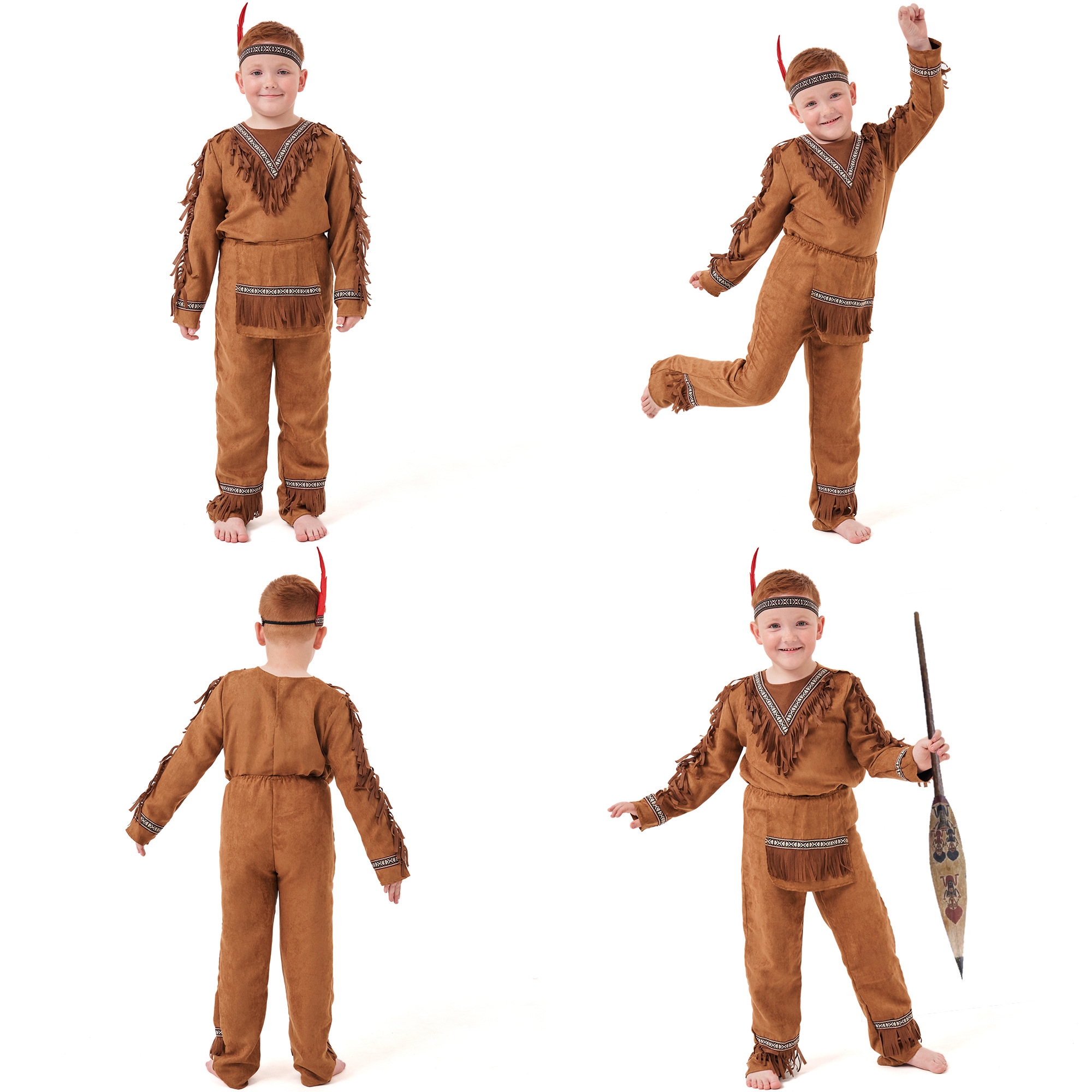 ชุดแฟนซีเด็กอินเดียแดง Indiana Boy มีขนาด S 115-125, M 125-140, L 140-155