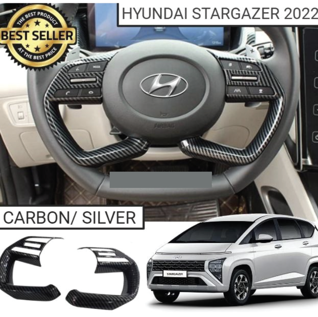 ฝาครอบแผงพวงมาลัย แบบคาร์บอน Hyundai Stargazer