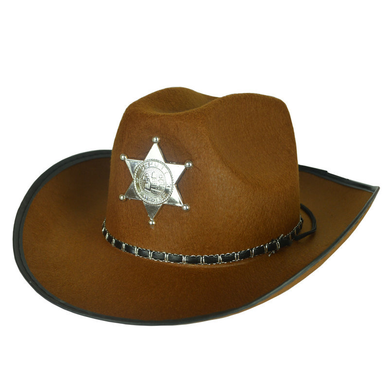 หมวกคาวบอย Cowboy & Cowgirl Hat สำหรับประกอบคาวบอย สีน้ำตาลและสีดำ