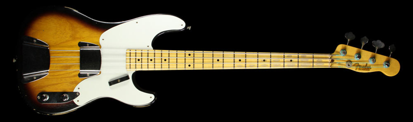 Fender Custom Shop 1955 Limited Edition Relic Precision Bass Electric Guitar 2-Tone Sunburst Maple