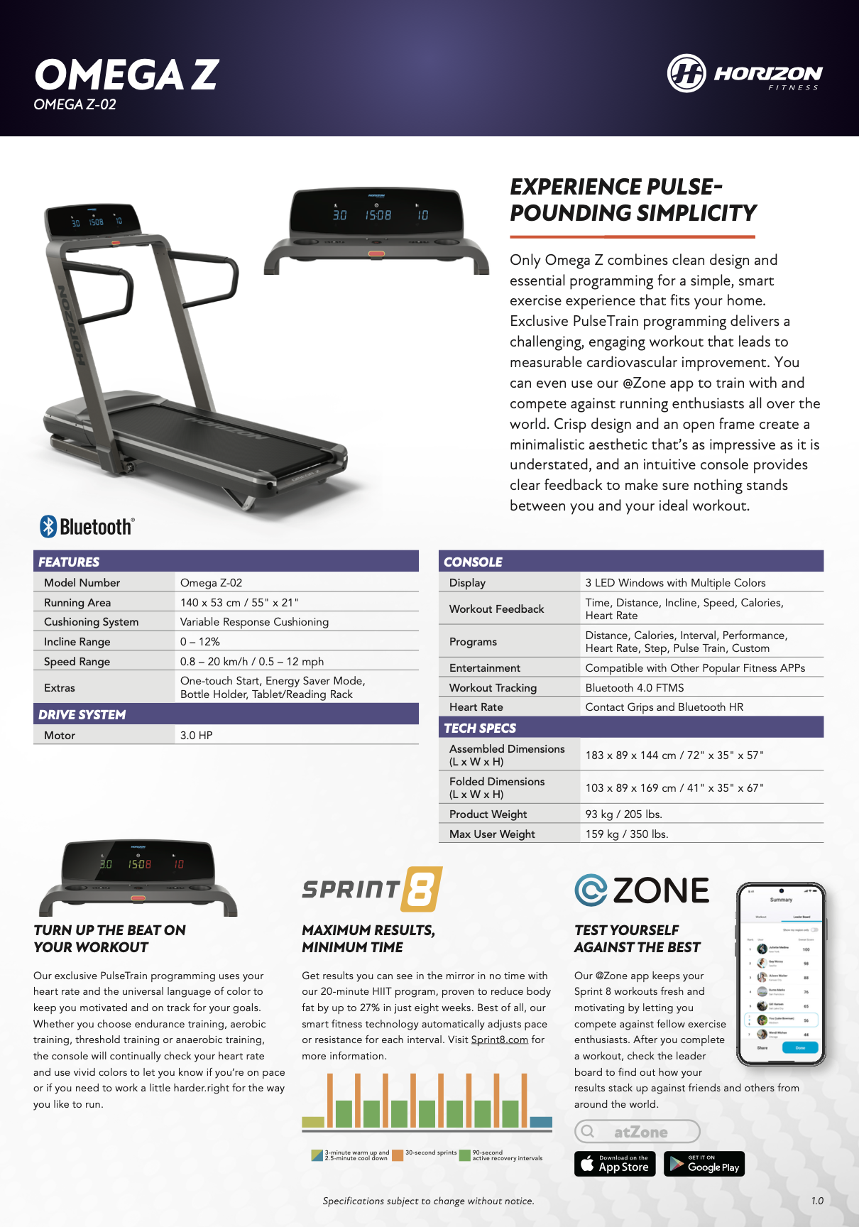 ลู่วิ่งไฟฟ้า Horizon Treadmill Omega Z(NEW COLOUR)