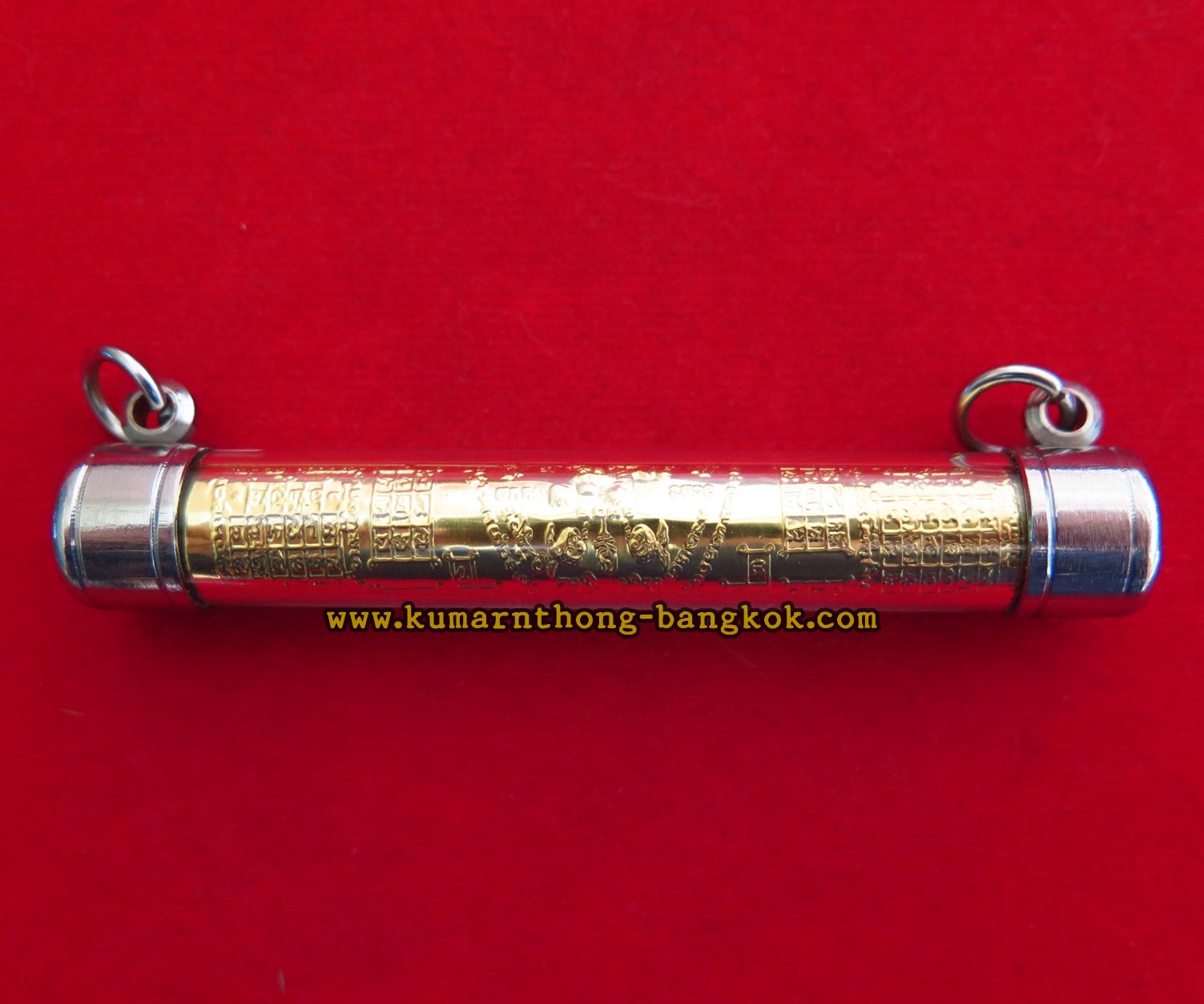 ตะกรุด ยันต์หลวงพ่อเปิ่นนั่งเสือ วัดบางพระ (หลวงพ่อเปิ่น) จ.นครปฐม แผ่นยันต์สีทอง ขนาดพกพา ยาว 3 นิ้ว ปี 2555