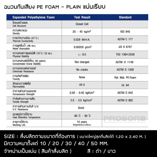 prosorb Pe foam board (4แผ่น / กล่อง)