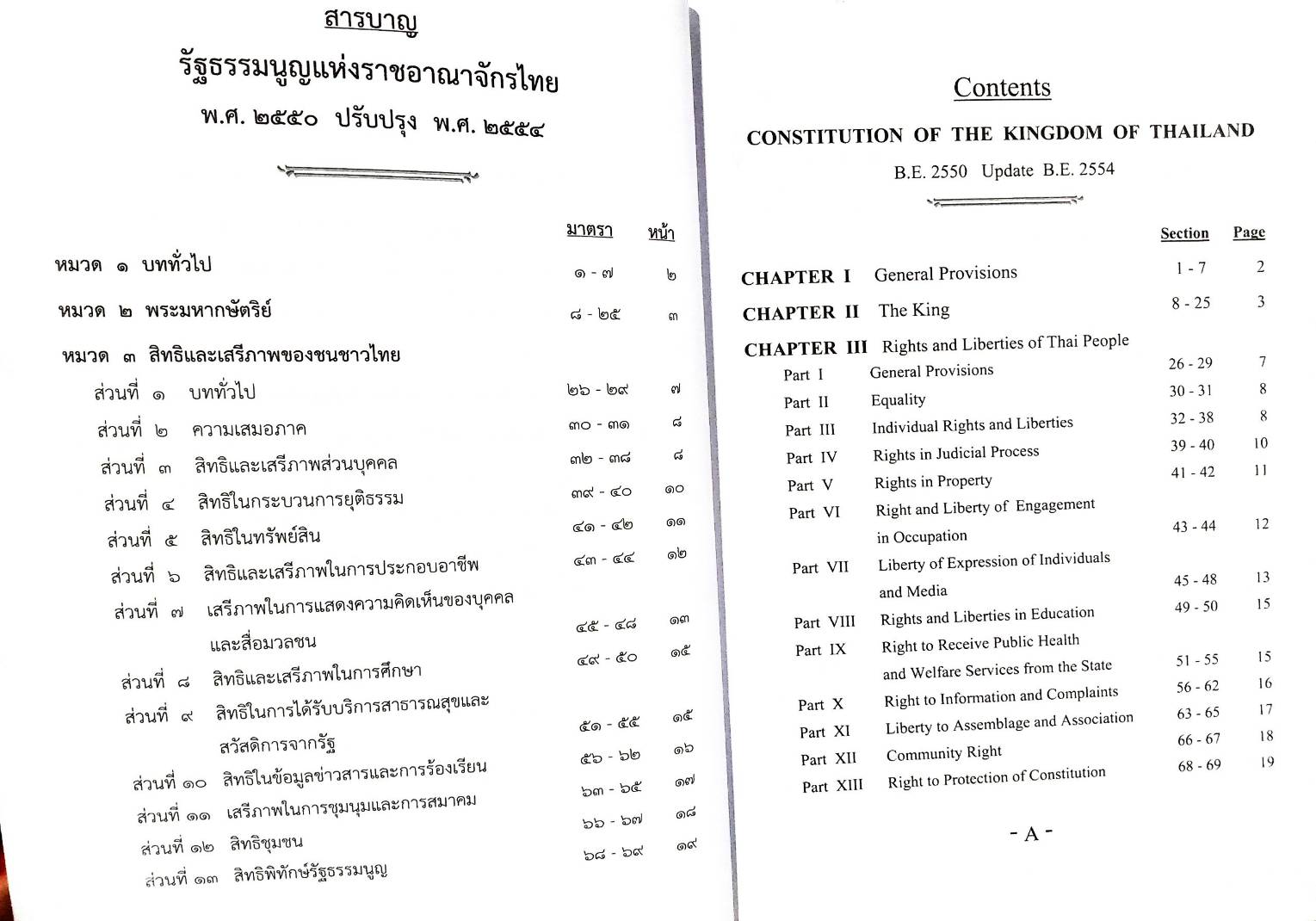 รัฐธรรมนูญแห่งราชอาณาจักรไทย พ.ศ.2550 ปรับปรุง พ.ศ.2554 แปลไทย-อังกฤษ