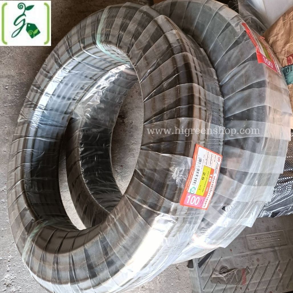 ท่อ PE 16 ม.ม. ดำคาดเขียว ทนแรงดันน้ำ 2.5 บาร์ (แบ่งขาย/เมตร)