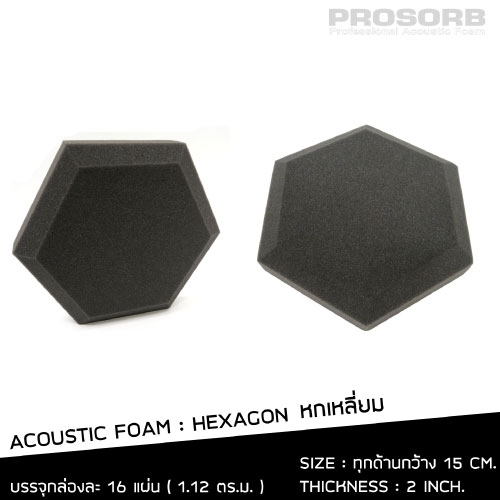 Prosorb Acoustic Foam Hexagon (16 แผ่น/กล่อง)