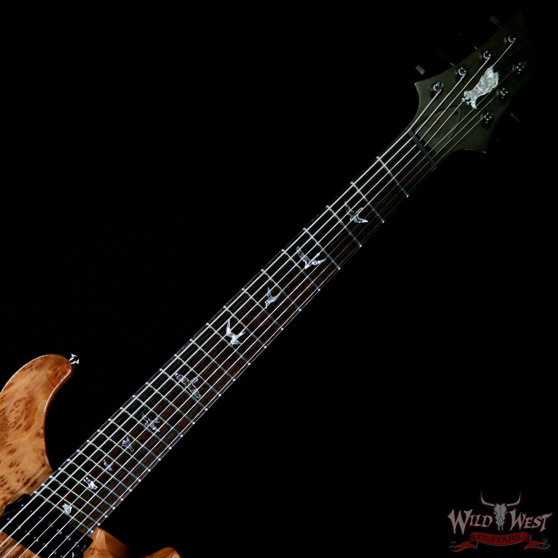 PRS Private Stock #7476 Custom 24 7-String Fanned Fret Redwood Burl Top Brazilian Rosewood Board - Natural