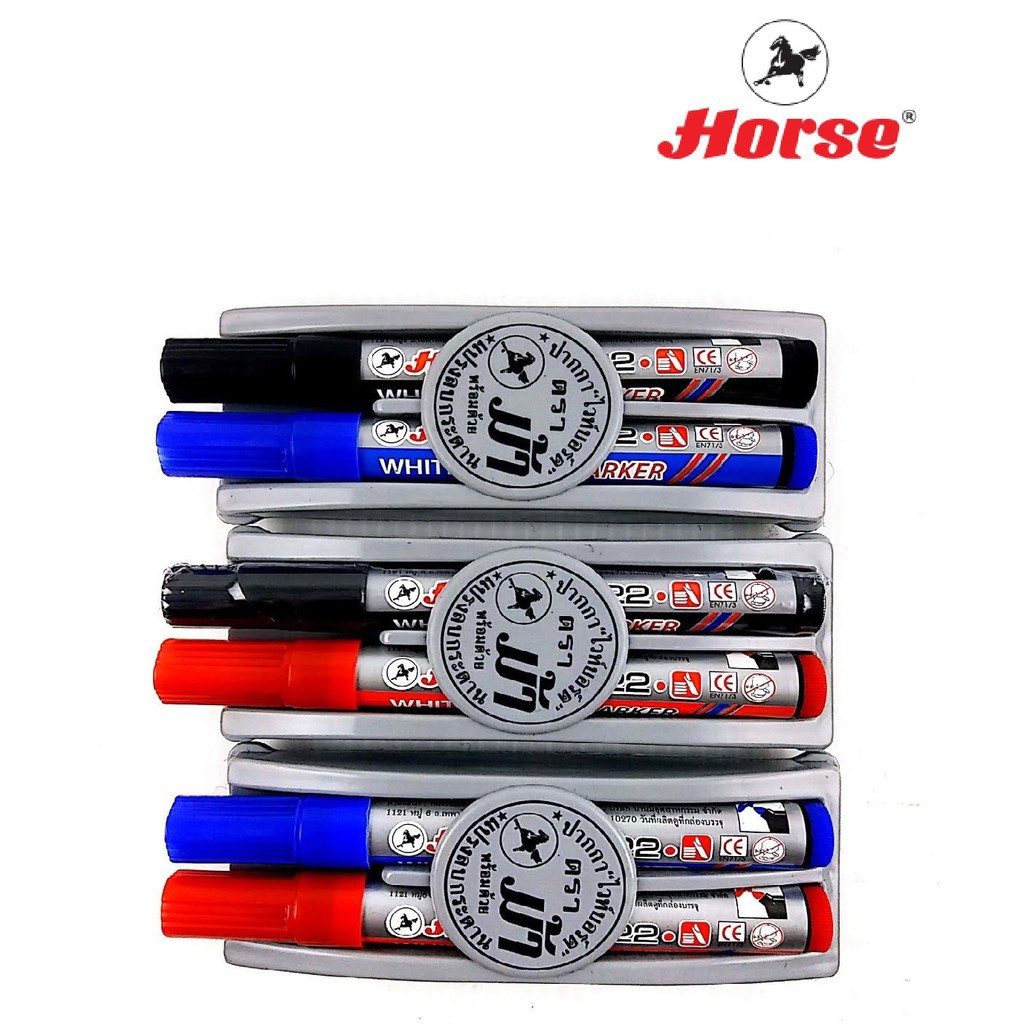ปากกาไวท์บอร์ด + แปลงลบกระดาน ตราม้า ( ราคา / 1 ชิ้น )