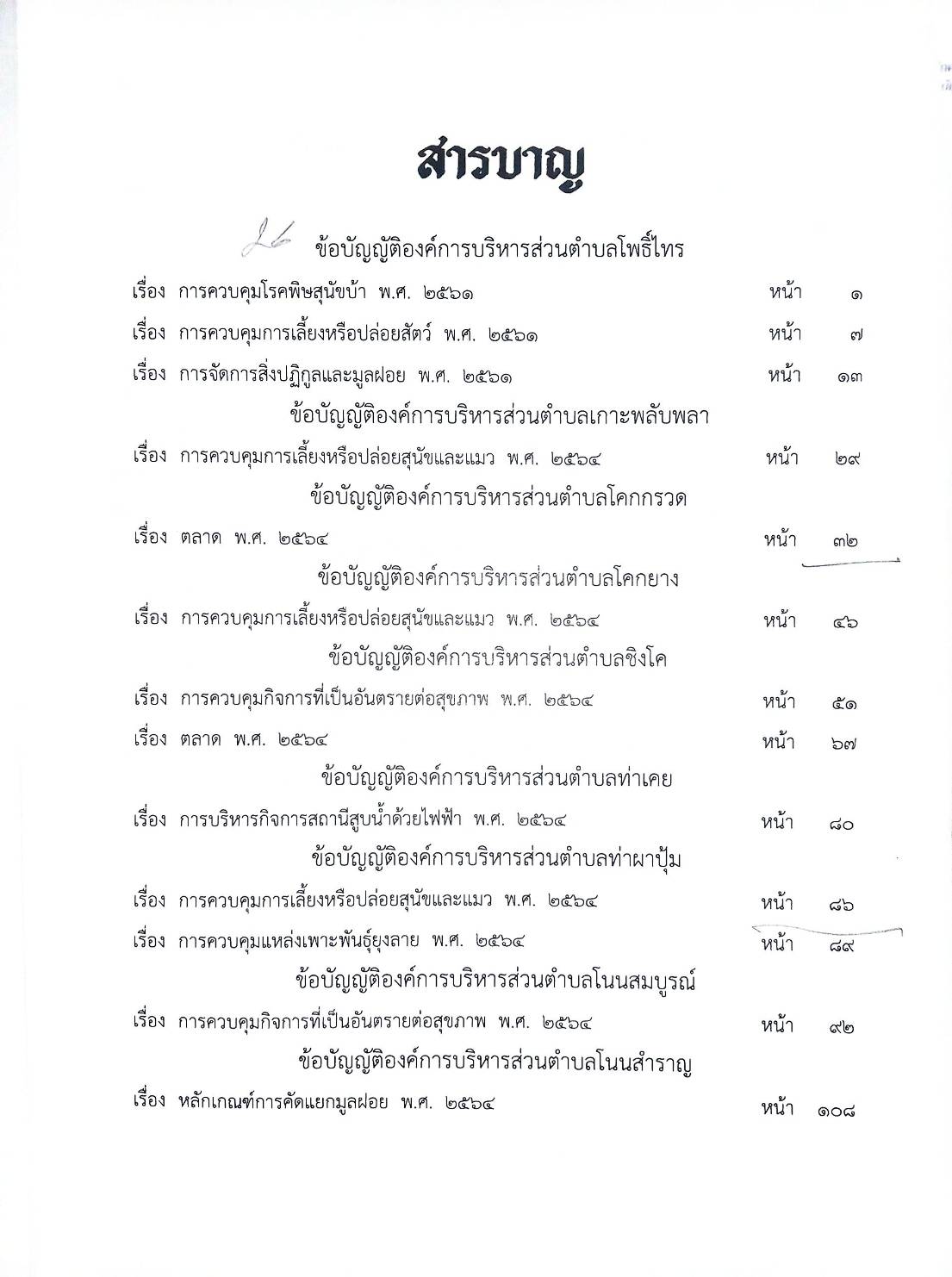 ข้อบัญญัติองค์การบริหารส่วนตำบล (ตอนพิเศษ 43 ) พ.ศ. 2567