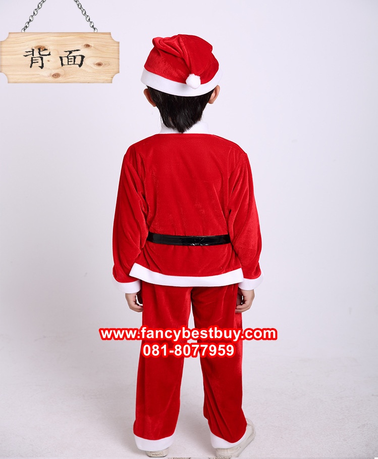 ชุดคริสมาสเด็กชาย Christmas Costume สำหรับ เทศกาลวันคริสมาส มีขนาด 110, 120, 130, 140, 150, 160 (ผ้ากำมะยี สีขาวเป็นผ้าสำลี)