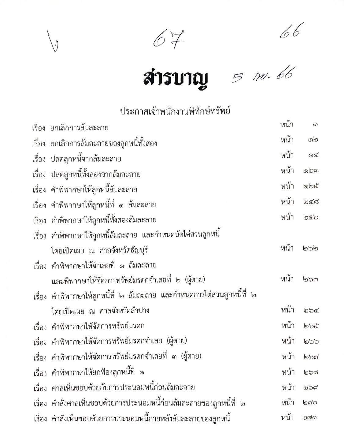 กฎหมายออกใหม่ ตอนที่ 67/66 17 ประกาศเจ้าพนักงานพิทักษ์ทรัพย์