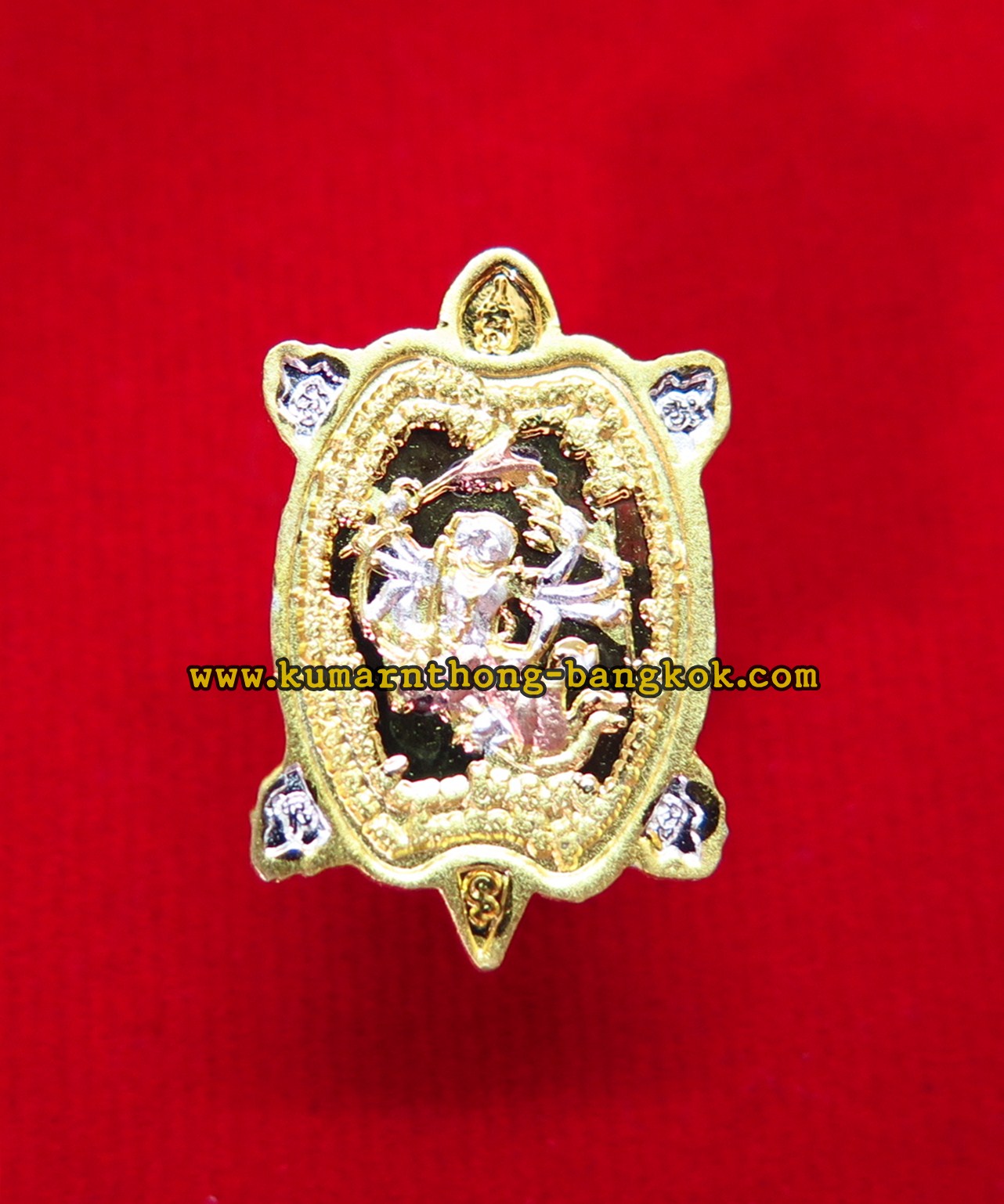 เหรียญหลวงพ่อเปิ่น พญาเต่าเรือนมหาลาภ วัดบางพระ จ.นครปฐม หลังหนุมาน พิมพ์เล็ก เนื้อโลหะชุบ 3กษัตริย์ ขนาดห้อยคอ สูง 1นิ้ว ออกบูชาพิธีไหว้ครู ปี2561