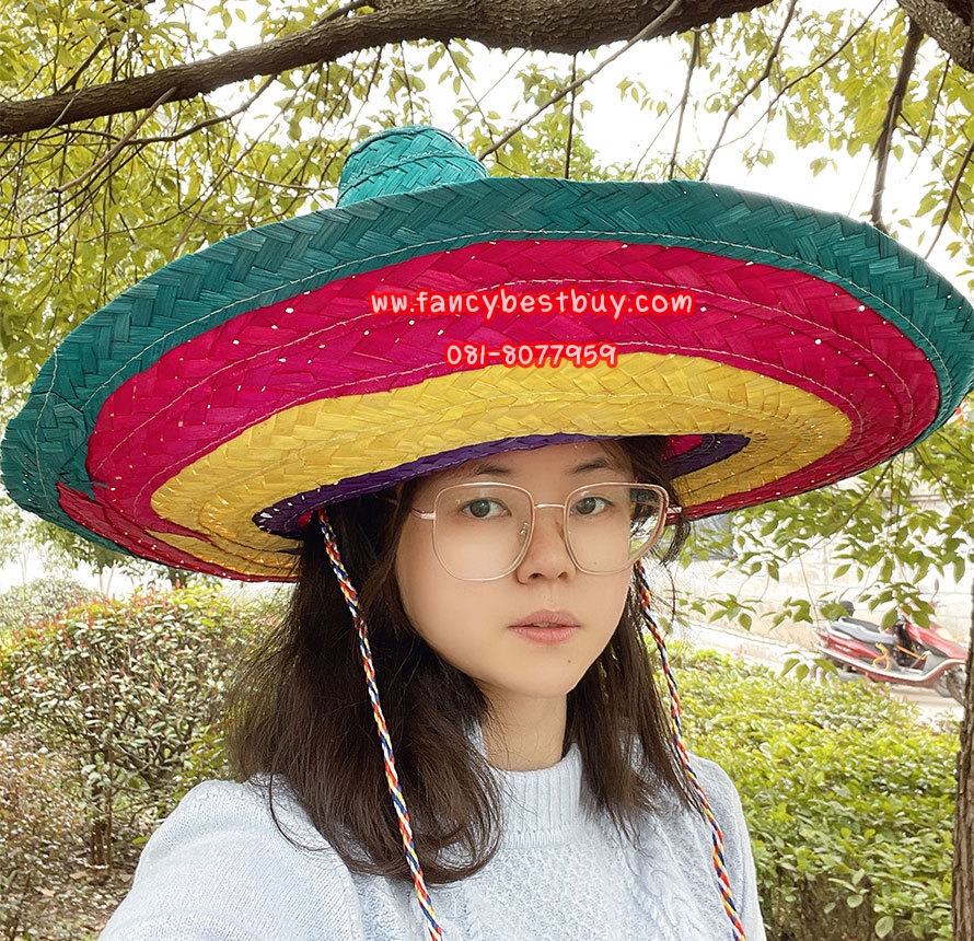 หมวกประจำชาติเม็กซิโก Mexico หมวก หลากสี ขนาดใหญ่ กว้าง 53/รอบศรีษะ60/สูง 20 ซม