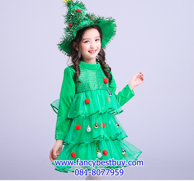 ชุดคริสมาส แบบชุดต้นคริสมาส Christmas Tree Costume สำหรับ เทศกาลวันคริสมาส ขนาด 110