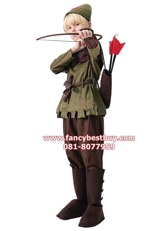 ชุดโรบินฮูด Robin Hood Costume ชุดแฟนซีเด็ก มีขนาด XL พร้อมอุปกรณ์ธนู+รูปดอก+กระเป๋า