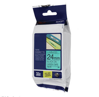 เทปพิมพ์สลาก Brother TZE-751 ขนาด 24 มม. ตัวดำพื้นเขียว (ของแท้)