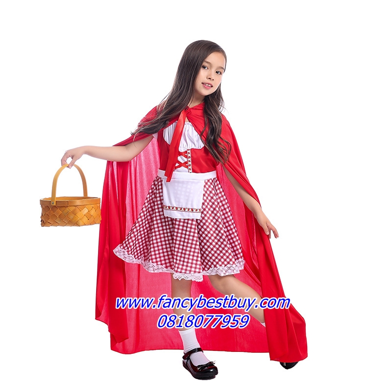 ชุดหนูน้อยหมวกแดง Red Hat Girl ชุดแฟนซีเด็กหญิง สีแดง แบบที่ 3 ขนาด XS(90-110), M(120-130)