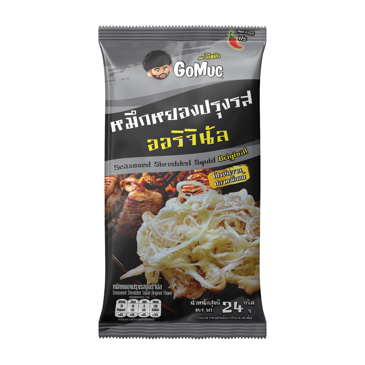GoMuc โกหมึก หมึกหยองปรุงรสออริจินัล 24 กรัม Seasoned Shredded Squid Original