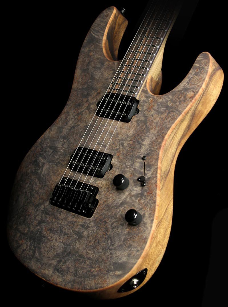 Suhr Modern Burl Maple Electric Guitar Custom Transparent Black