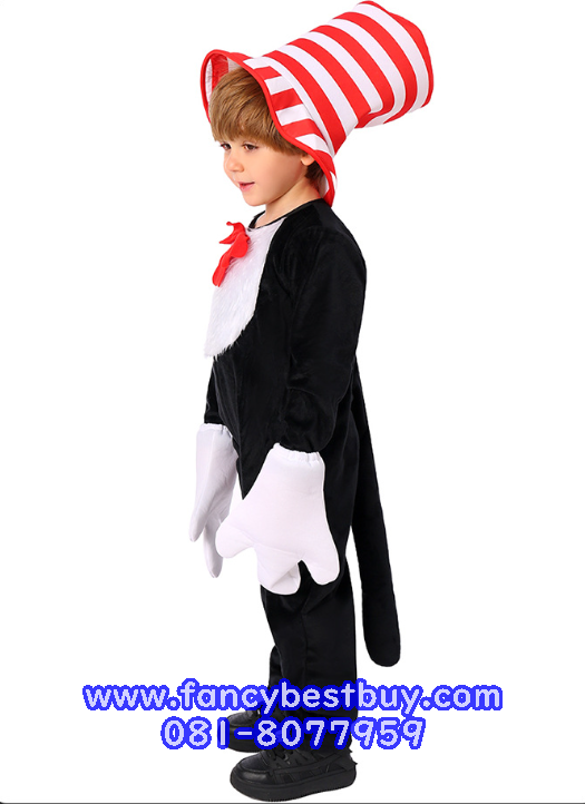 ชุดแฟนซี Dr. Seuss' The Cat in the Hat DR. ขนาด S105-115, M 115-125, L125-135, XL 135-145 รวมถุงมือสีขาว