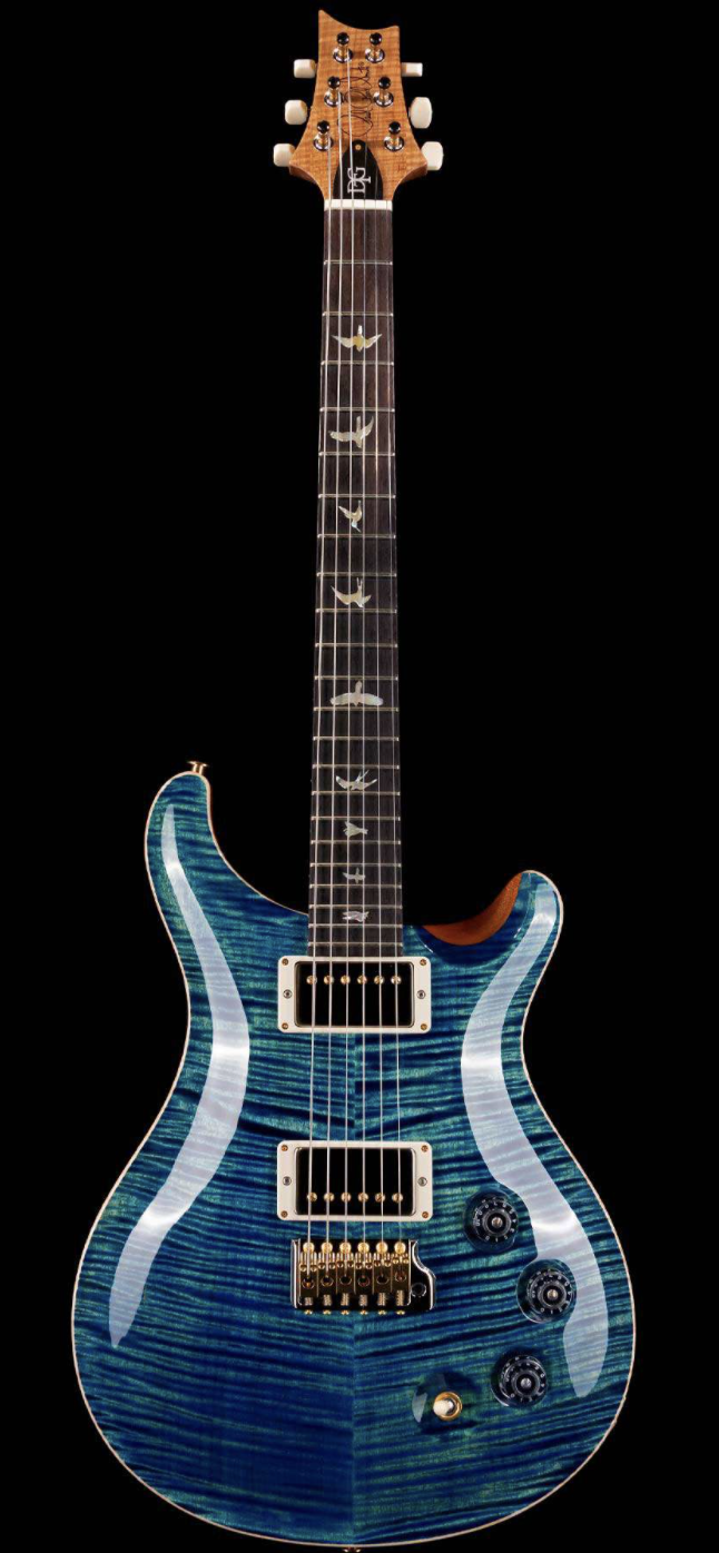 PRS Wood Library DGT Flame Maple 10 Top Brazilian Rosewood Board River Blue