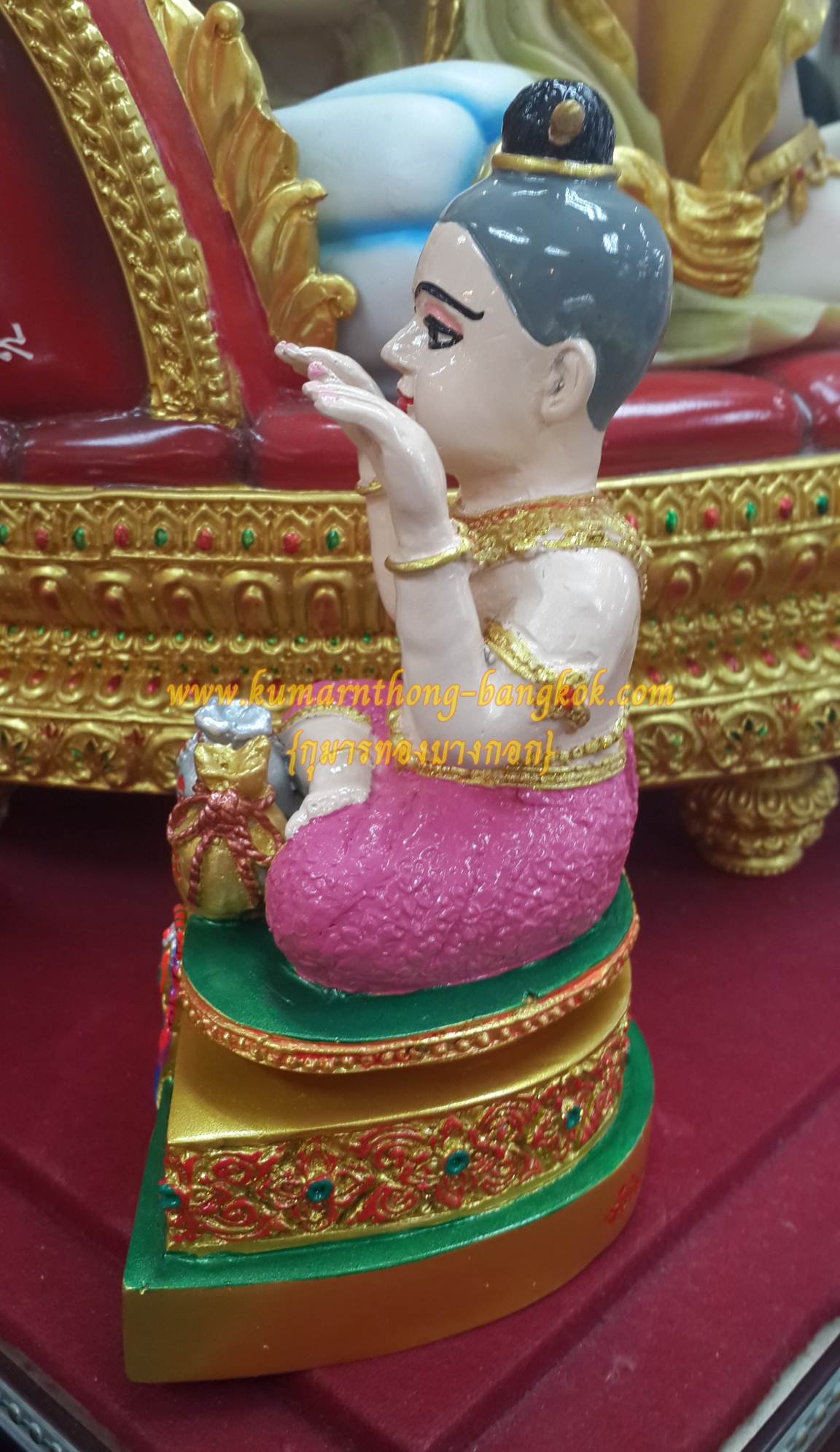 กุมารเทพจำแลง ครูบากฤษณะ อินทวัณโณ อาศรมสถานสวนพุทธศาสตร์ จ.นครราชสีมา รุ่น มงคลมหาลาภ เนื้อโลหะเพ้นสีชมพู ขนาดหน้าตัก 3 นิ้ว