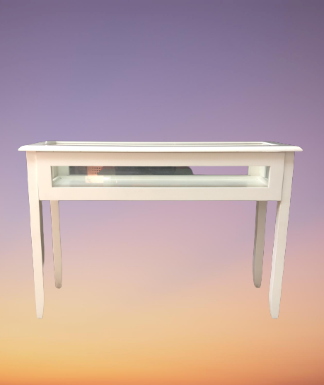 โต๊ะคอนโซลไม้ กระจกรอบ สไลด์เปิดด้านหน้า รุ่น Tango ขนาด W 112 x D 38 x H 76 (110) Cms. สีขาว และสีน้ำตาล