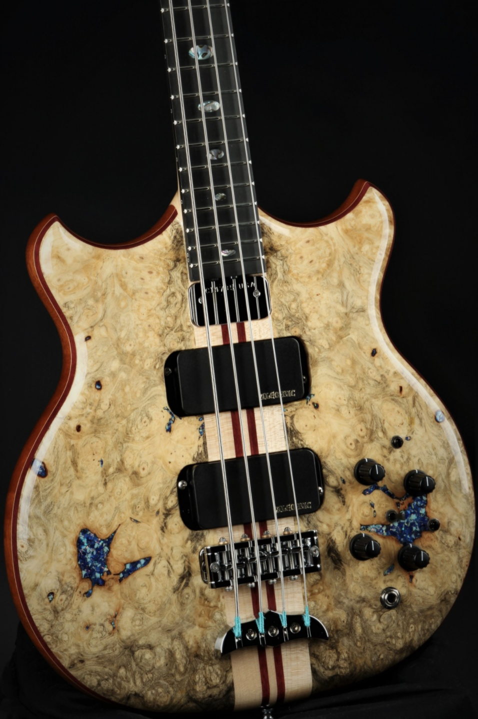 Alembic Stanley Clarke Deluxe - Buckeye Burl/Opal Turquoise Lapis Crush