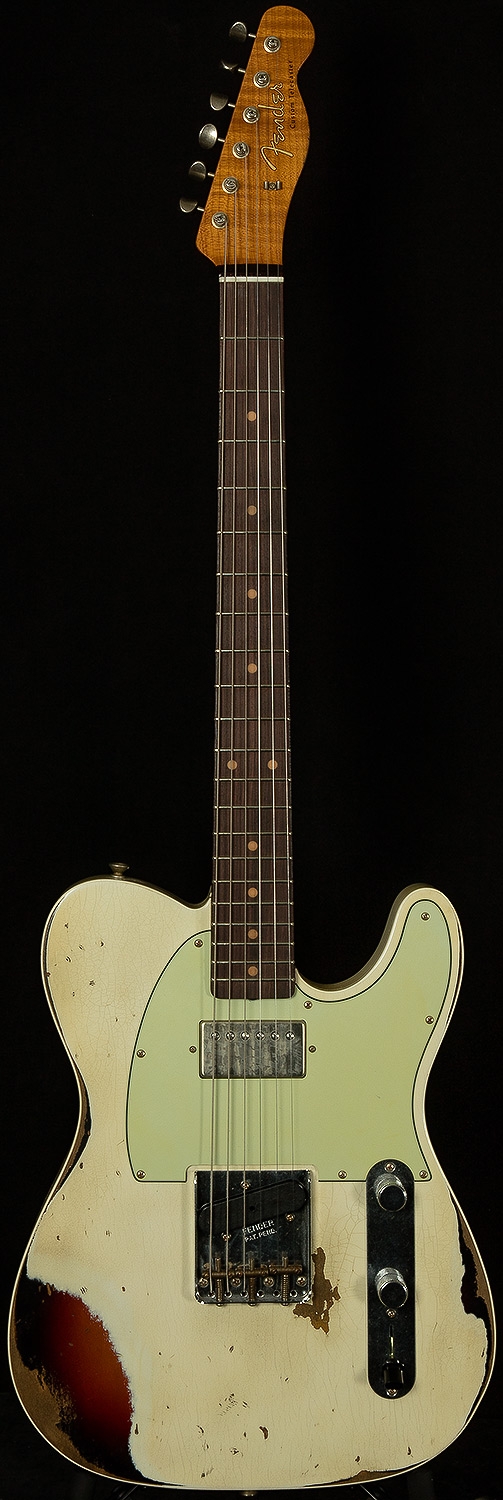 Fender Custop Shop 2018 Winter NAMM Collection Reverse Custom Telecaster - Olympic White over 3-Tone Sunburst