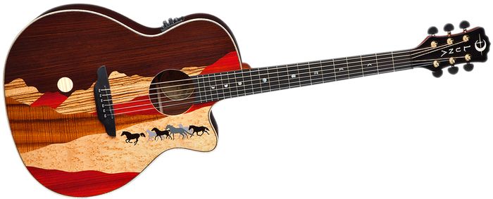 Luna Guitars Vista Mustang Rosewood Back and Sides Acoustic-Electric Guitar