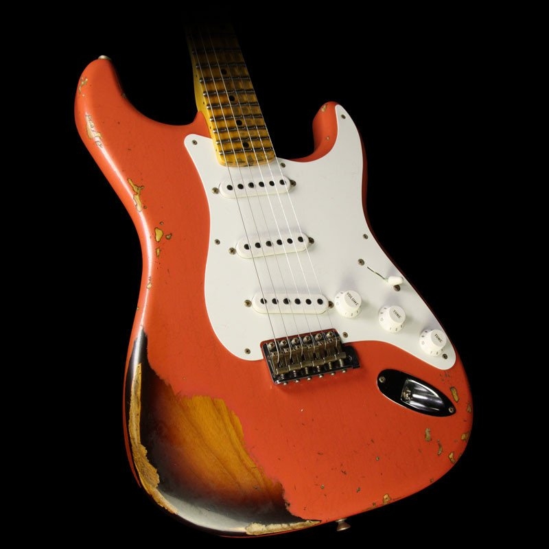 Fender Custom Shop 2017 Time Machine Series 55 Stratocaster Relic Electric Guitar - Aged Coral Pink over Chocolate 2-Tone Sunburst