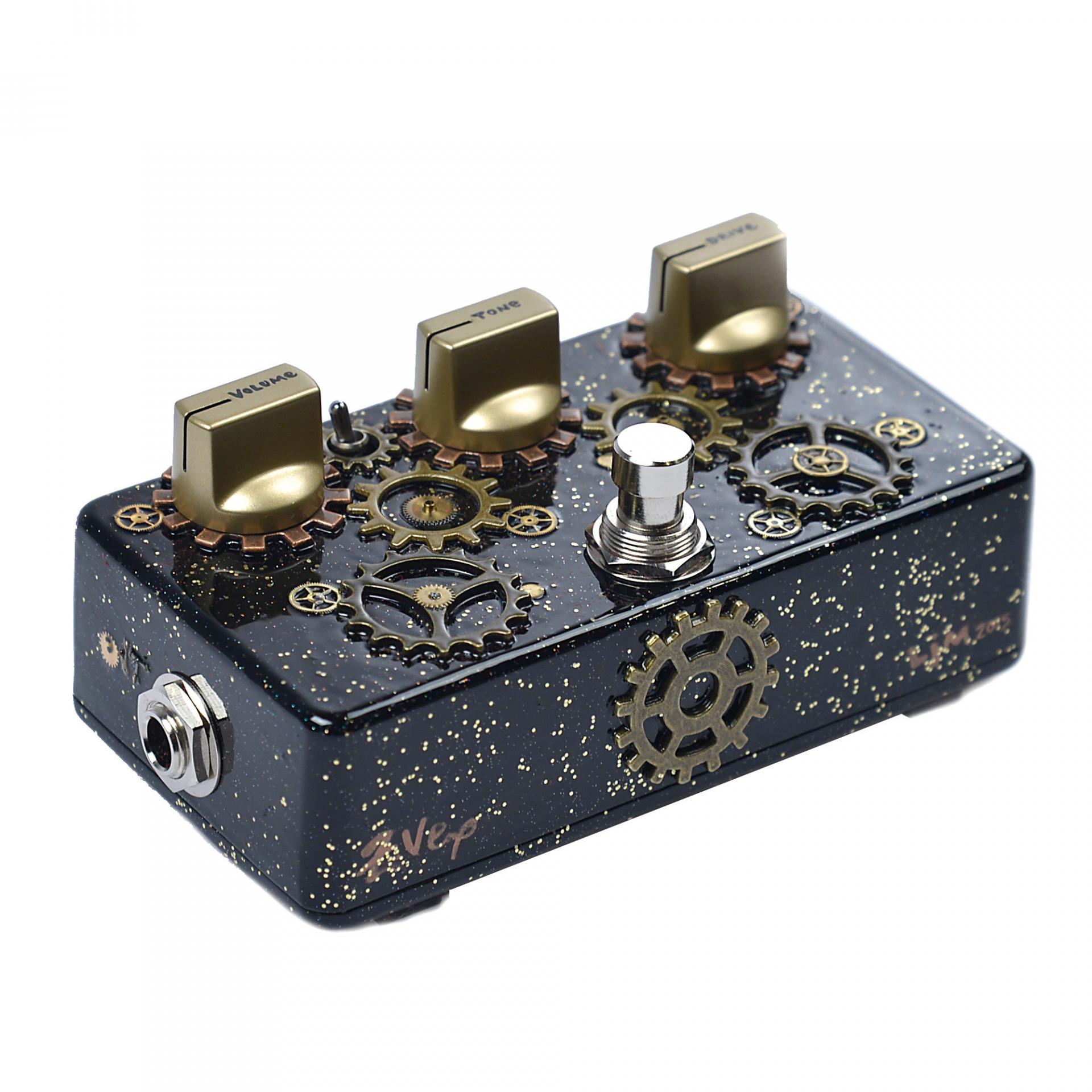 Zvex Basstortion Custom Hand Painted Golden Gears by Lisa McGrath