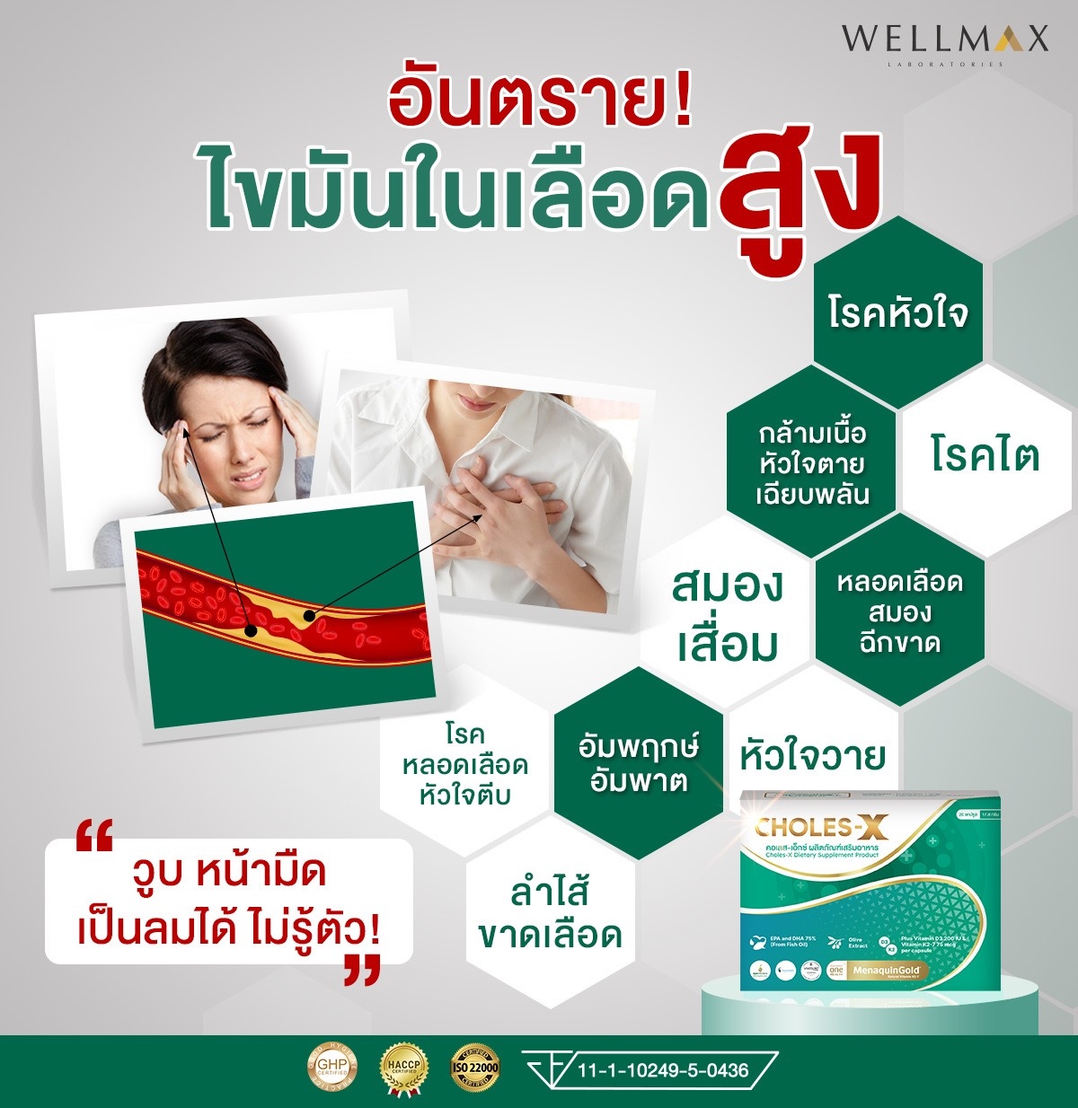 Choles-X Thailand อาหารเสริมบำรุง หลอดเลือด และหัวใจ ลดปัจจัยเสี่ยงการเกิดโรคหัวใจ และหลอดเลือด