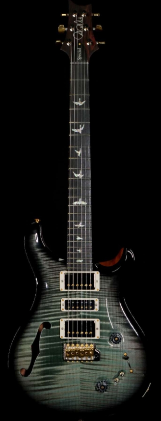 PRS WOOD LIBRARY 10 TOP SPECIAL 22 SEMI-HOLLOW FLAME MAHOGANY NECK BRAZILIAN ROSEWOOD BOARD TRAMPAS GREEN SMOKEBURST