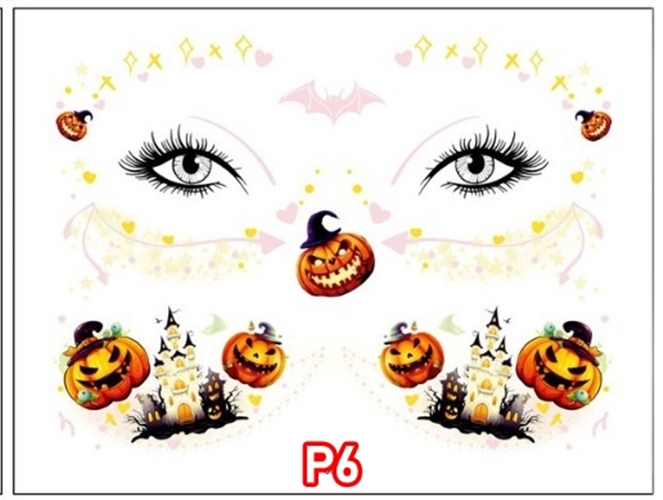 สติ๊กเกอร์แทททูแต่งหน้า ฮาโลวีน2024 SIZE 12*15.8 cm