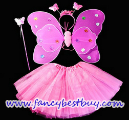 ชุดเด็กแฟนซี ชุดผีเสื้อ สำหรับเด็กขนาด 95-130 ซม. (1ชุด มี ปีกผีเสื้อ+กระโปรง+ที่ประดับศรีษะ+ไม้วิเศษผีเสื้อ) มี 5 สี สีฟ้า, สีชมพู, สีม่วง, สีแดง, สีเชอร์รี่