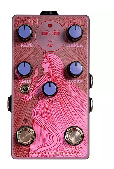 Old Blood Noise Endeavors Sunlight Dynamic Reverb Effects Pedal Purple and Pink