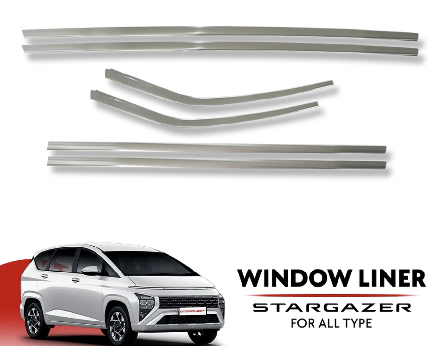 แต่งขอบหน้าต่าง Hyundai Stargazer กระจกข้างสแตนเลส