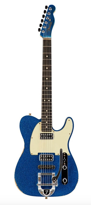 Fender Custom Shop Double TV Jones Relic Telecaster with Bigsby Electric Guitar - Blue Sparkle