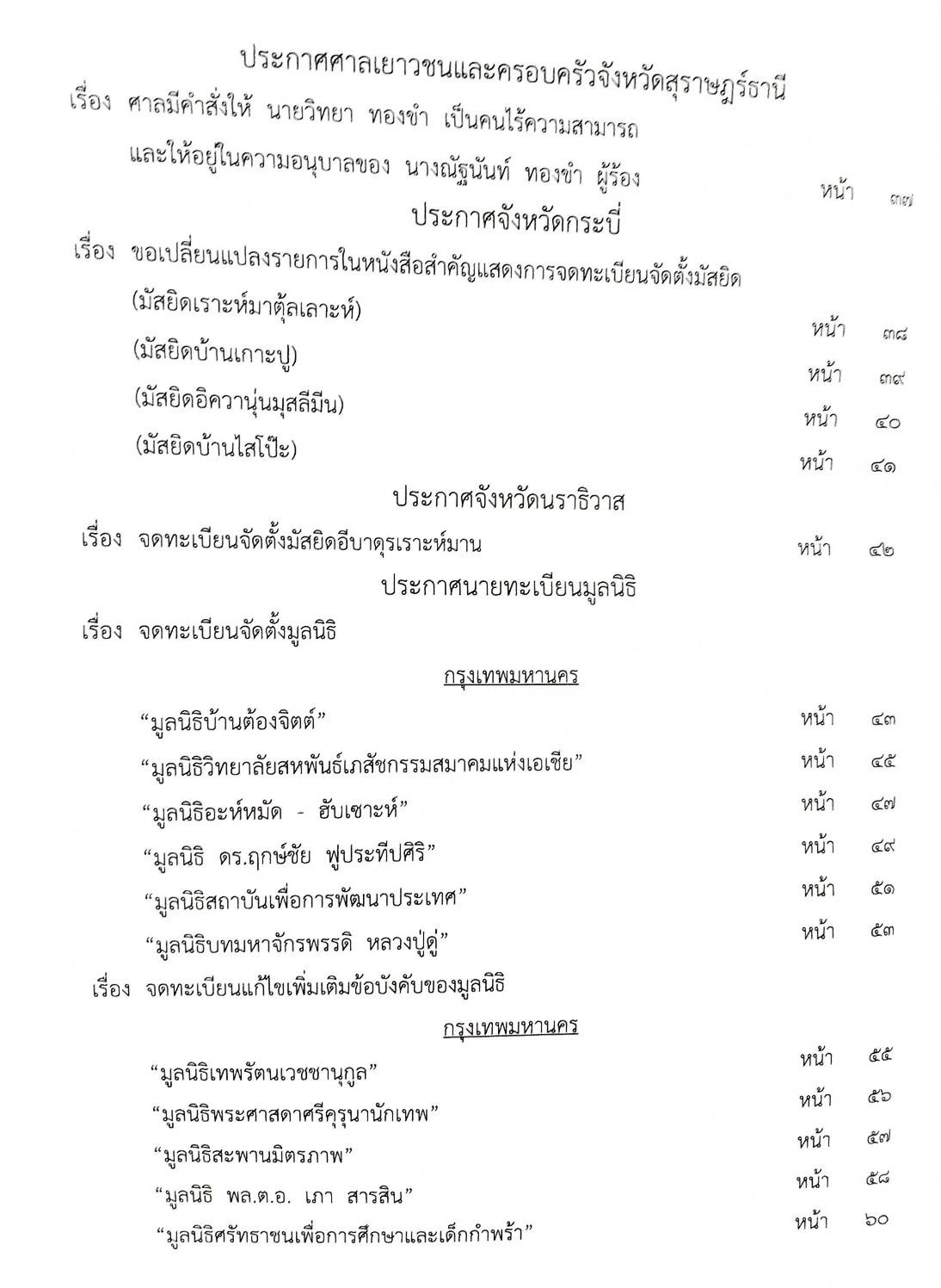 กฎหมายออกใหม่ ตอนที่ 45/67 ประกาศศาลเยาวชนและครอบครัวฯ สมาคม - มูลนิธิ