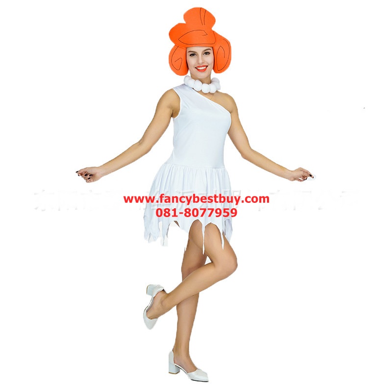 ชุดแฟนซีคู่ ผู้ชาย ผู้หญิง ชุดมนุษย์หิน Flinstone กับ เอมม่า Emma Flinstone ขนาดฟรีไซด์