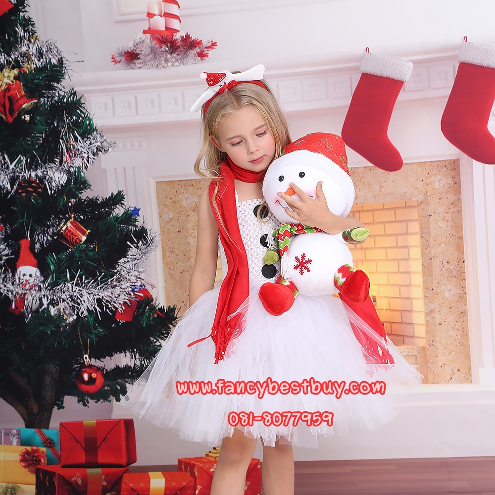 ชุดสโนแมน ชุดคริสมาส สำหรับแฟนซีวันคริสมาส มี ขนาด M 100-110, L 110-120, XL 120-140