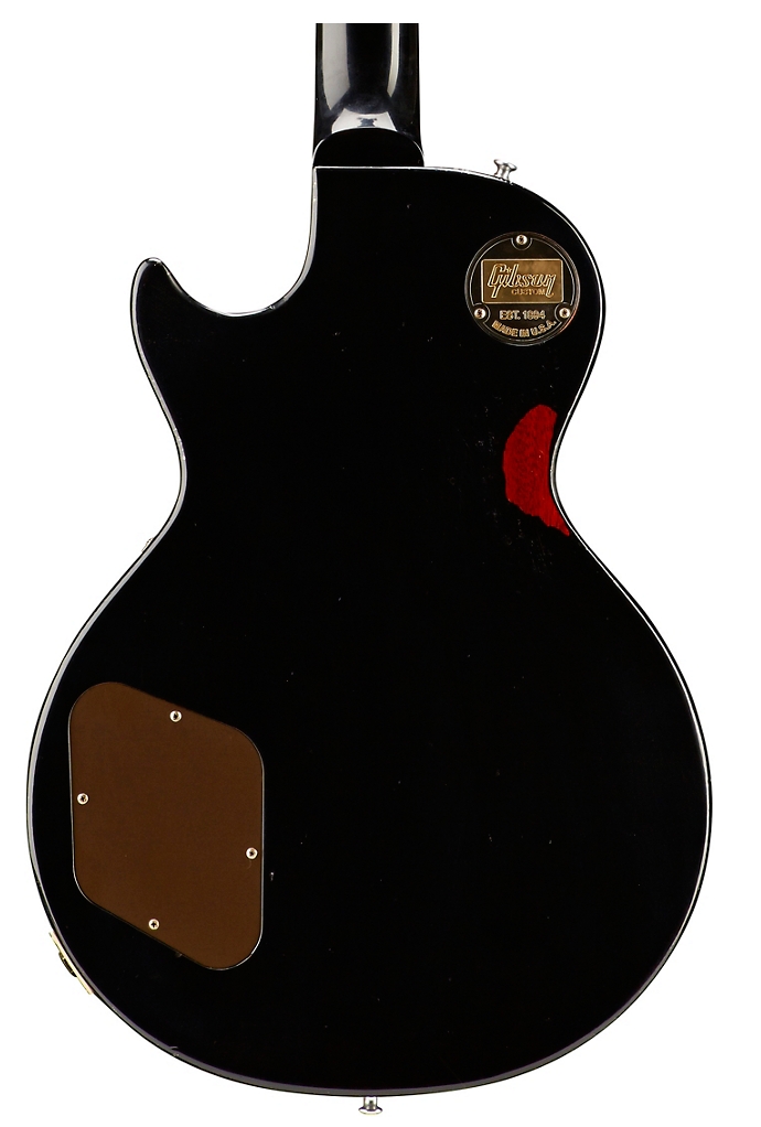 Gibson Custom Les Paul Standard Limited Run - Solid Body Electric Guitar Aged Black over 2-Color Sunburst Aged White Pearl Pickguard