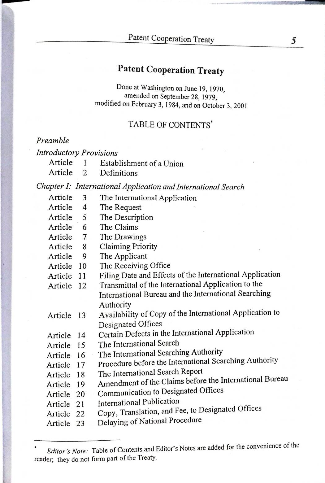 Intellectual Property Law : Patent Cooperation Treaty