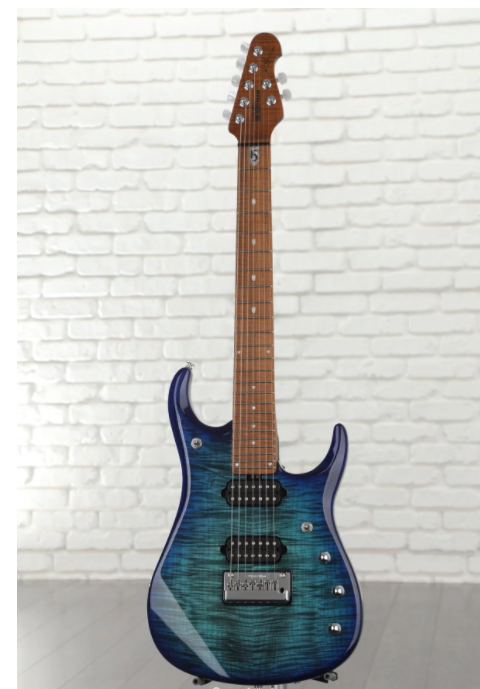 Ernie Ball Music Man JP15 7 Electric Guitar - Cerulean Paradise Flame