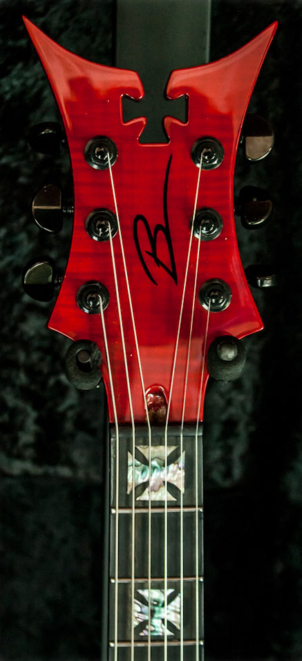 Bernie Rico JR USA Vixen 6 FM Iron Cross Electric Guitar - Trans Red