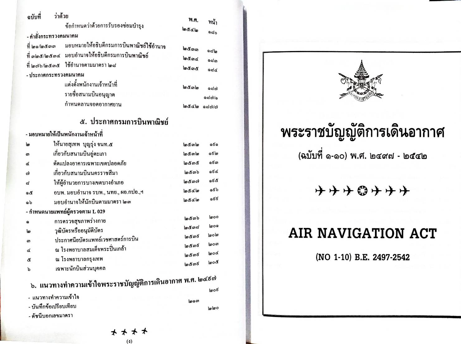 พระราชบัญญัติการเดินอากาศ (แปลไทย-อังกฤษ) พ.ศ.2497-2542
